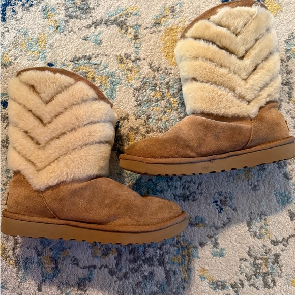 UGG Tan and Cream Shearling Boots - Picture 5 of 8